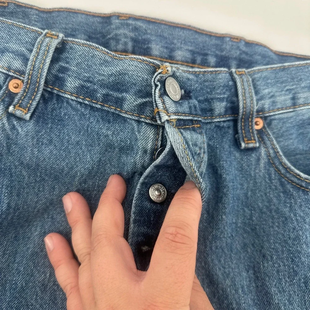 Levi's 501 Original Jeans Mens 38x36 (Fits 36x34) Blue Button Fly Straight Denim